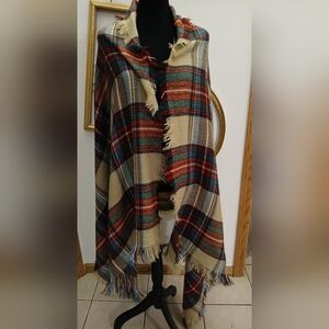 Mix It Plaid Blanket Poncho One Size